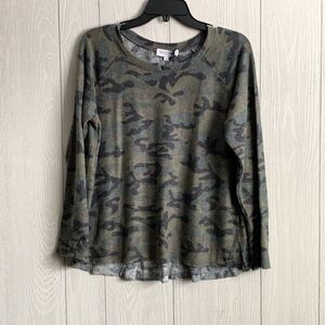 Michael Stars Madison Brushed Camo Top MP Petite Medium NWT